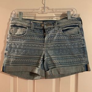 Anthropologie Denim Shorts with Tribal Stitching